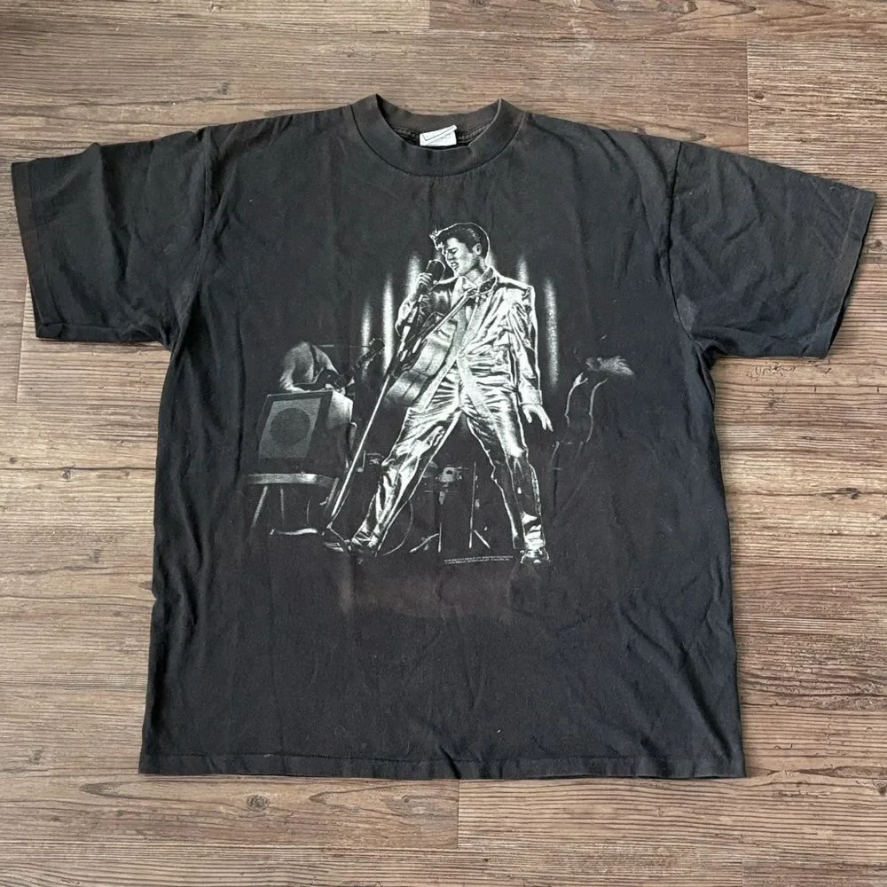 VINTAGE 1996 ELVIS PRESLEY SHOW 1 CONCERT BAND TEE SINGLE STITCH MENS XL - Picture 1 of 7
